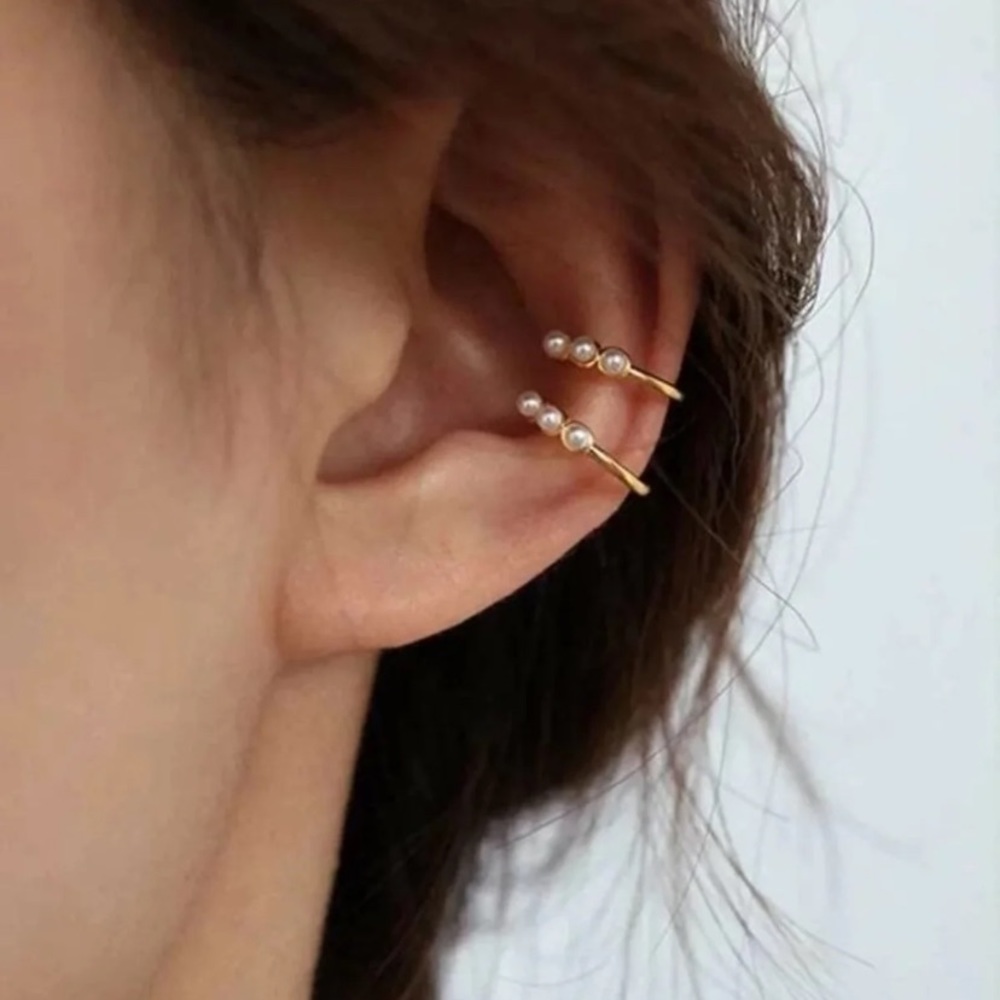 Pearl Decor Ear Cuff 2pcs